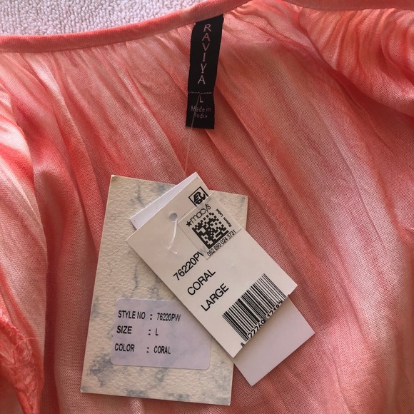 RAVIYA Retail $54 Coral Tie Dye Color Wash out Dress Swim Cover Up L - Picture 5 of 6